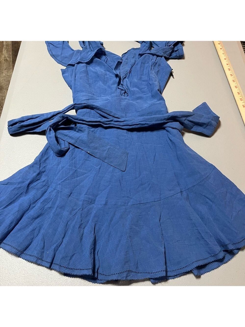 COPY - Saylor Mina Ruffle Dress Blue XS